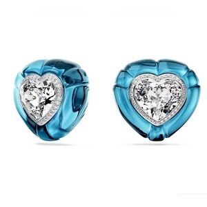 Swarovski Blue Crystal Heart Earrings